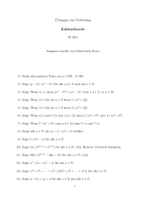 Ubungen zur Vorlesung Zahlentheorie