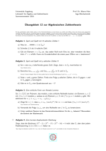 ¨Ubungsblatt 12 zur Algebraischen Zahlentheorie