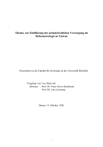 zur Einführung der primärärztlichen Versorgung als Reformstrategie