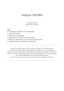 Analysis I SS 2001