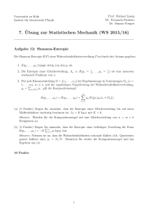 7.¨Ubung zur Statistischen Mechanik (WS 2015/16)