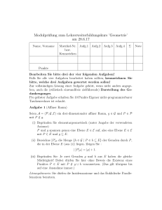 Modulprüfung zum Lehrerweiterbildungskurs `Geometrie` am 28.6.17