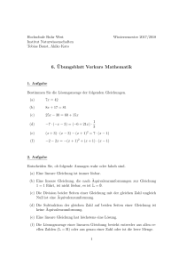 6. ¨Ubungsblatt Vorkurs Mathematik