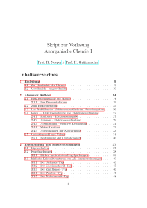 Skript zur Vorlesung Anorganische Chemie I