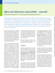 QM in der klinischen Geburtshilfe – sinnvoll?