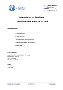 Informationen zur Ausbildung Gesellenprüfung Winter 2014/2015