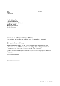 Antrag auf Anrechnung von Tätigkeiten im Rettungsdienst