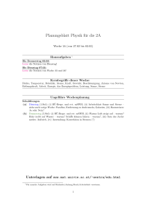 Planungsblatt Physik für die 2A