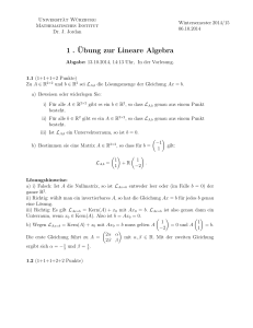1 . ¨Ubung zur Lineare Algebra