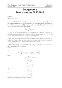 PN2 Einführung in die Physik für Chemiker 2: Übungsblatt 5