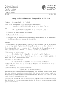 Lösung zur Probeklausur zur Analysis I für M, Ph, LaG
