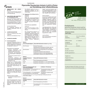 Piperacillin/Tazobactam-Actavis 4 g/0,5 g Pulver zur Herstellung