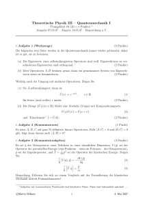 Theoretische Physik III – Quantenmechanik I