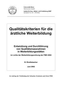 Qualitätskriterien für die ärztliche Weiterbildung