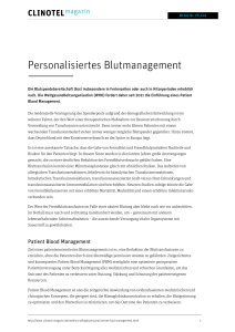 Personalisiertes Blutmanagement - CLINOTEL