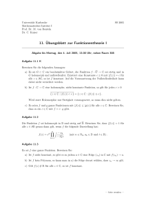 11. Übungsblatt zur Funktionentheorie I - KIT