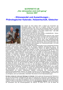 KOMMENTAR - Klimawandel und Auswirkungen