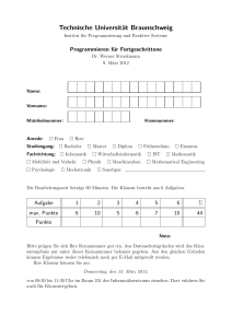 Klausur »Programmieren für Fortgeschrittene