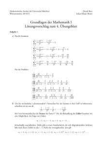 Grundlagen der Mathematik I Lösungsvorschlag zum 4.¨Ubungsblatt
