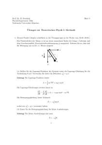 Ubungen zur Theoretischen Physik I: Mechanik