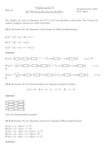 Mathematik II für Wirtschaftswissenschaftler