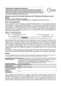 Wesentliche Anlegerinformationen Deutsche Invest I Euro