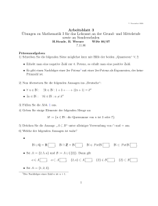 Arbeitsblatt 3 ¨Ubungen zu Mathematik I für das Lehramt an der