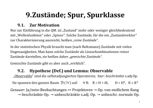 Zustände, Spur und Spurklasse