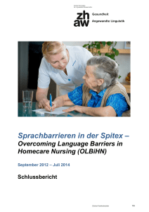 Sprachbarrieren in der Spitex - ZHAW Zürcher Hochschule für