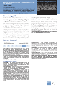 Key Investor Information - Goldman Sachs Asset Management