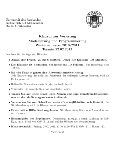 Klausur zur Vorlesung Modellierung und Programmierung