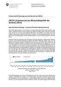 OECD-Länderbericht zur Wirtschaftspolitik der Schweiz