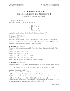 6. Aufgabenblatt zur Linearen Algebra und Geometrie I