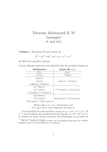 Tutorium Mathematik II, M Lösungen