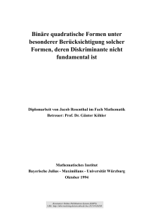 Binäre quadratische Formen unter besonderer Berücksichtigung