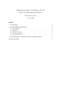 Zahlentheoretische Grundlagen für das RSA