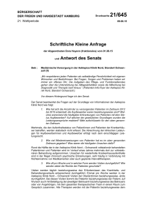 Schriftliche Kleine Anfrage und Antwort des Senats