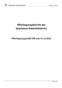 Offenlegungsbericht 2016 - Sparkasse Hohenlohekreis