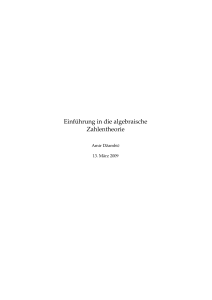 Einführung in die algebraische Zahlentheorie - Goethe