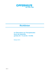 Richtlinien zur Übernahme von Therapiekosten