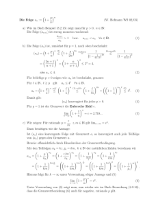 Die Folge an := (1 + p n)n (W. Hofmann WS 02/03) a) Wie im Buch