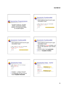 Generisches Programmieren Generische Funktionalität Generische