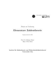 Elementare Zahlentheorie