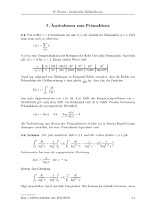 5. ¨Aquivalenzen zum Primzahlsatz