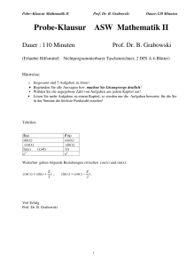 Probe-Klausur ASW Mathematik II