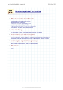 Bremsung einer Lokomotive - MATHEMATIK und TECHNIK mit