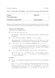 Test: Lineare Algebra und Analytische Geometrie