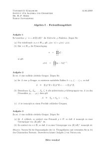 Algebra I – Ferienübungsblatt