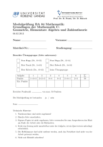 Grundlagen der Mathematik C: Geometrie, Elementare