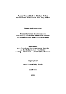 Problemkarzinom Ovarialkarzinom Behandlung von Frauen mit
